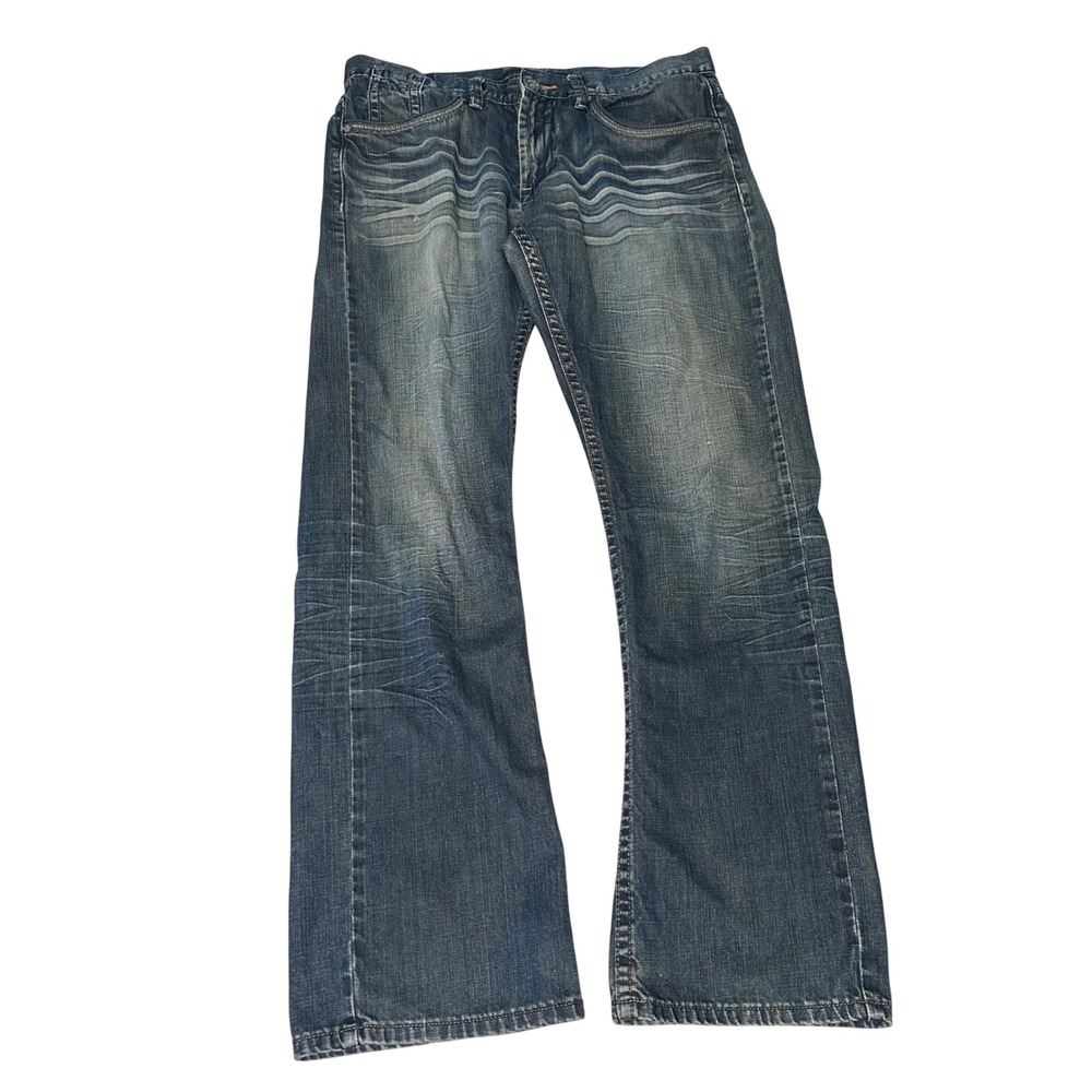 Request Jeans Mens 34x32 Medium Wash Straight Leg Y2K Denim Blue Whiskered